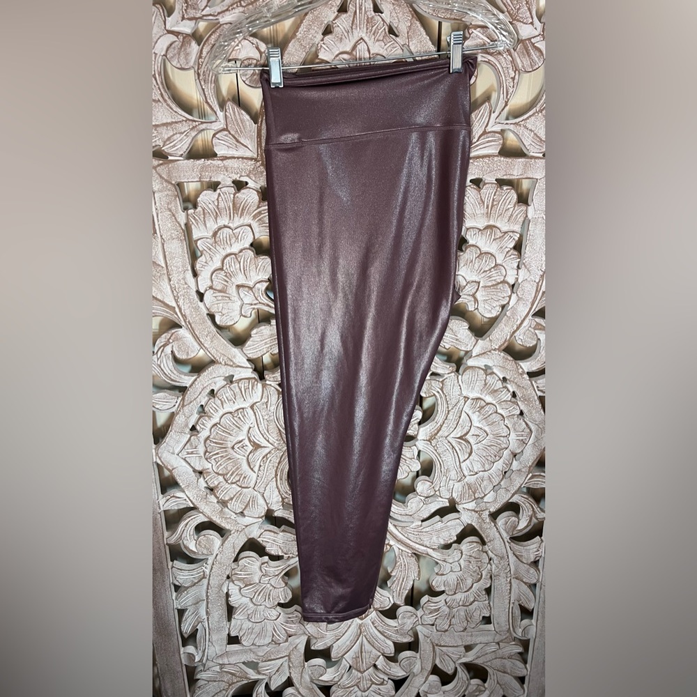 EUC Athleta Elation Shimmer Cinnamon Brown Tights Sz 2x